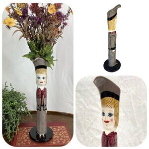 New Susan Paley By Ganz Ceramic hand paint Diana's Designer Suit Bud Vase 12"